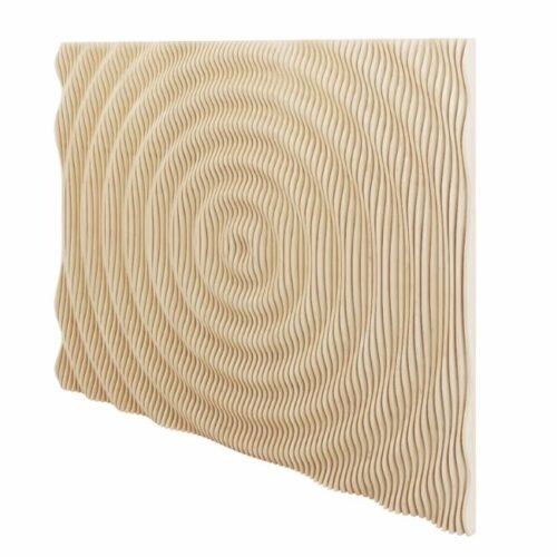 Drop Series parametric wood wall panels by Fomra with smooth ripple patterns for modern interior spaces in the USA and Canada.