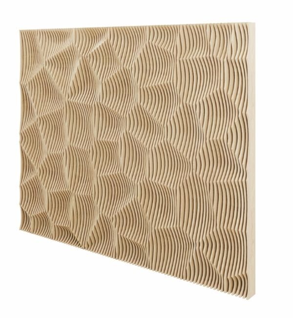 Contour Luxe Series parametric wood wall panels by Fomra with fluid carved contours for modern interior spaces in the USA and Canada.