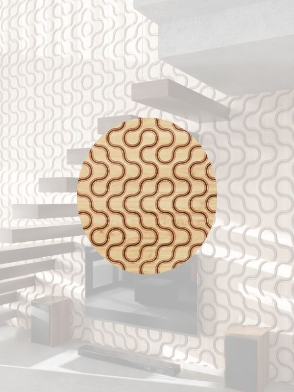 Traccia (PLR-09) precision CNC carved 3D wall panels in birch plywood with multi-ply core
